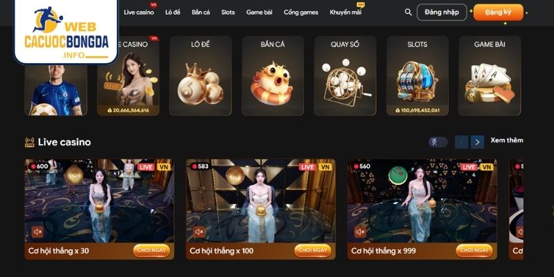 Giao diện trang chủ nhà cái Hbet được thiết kế hiện đại